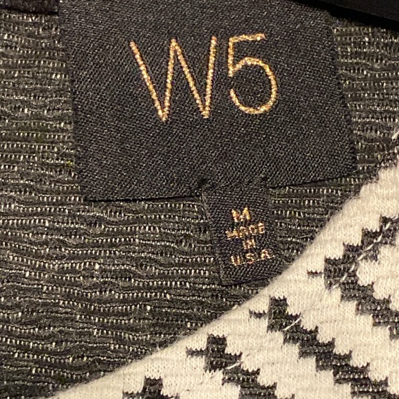 Women’s Anthropologie W5 woven top fringe trim, black white geometric Sz medium - Picture 5 of 9